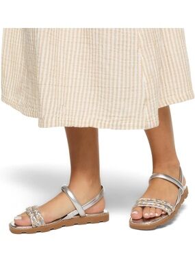 Aldo Silver Braided-Strap Flat Sandals